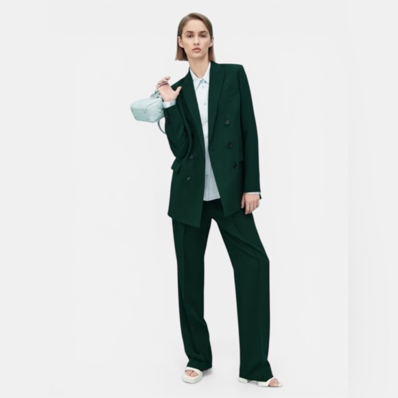 Zara Pants - Zara Women's Dark Green Wide Leg Pants